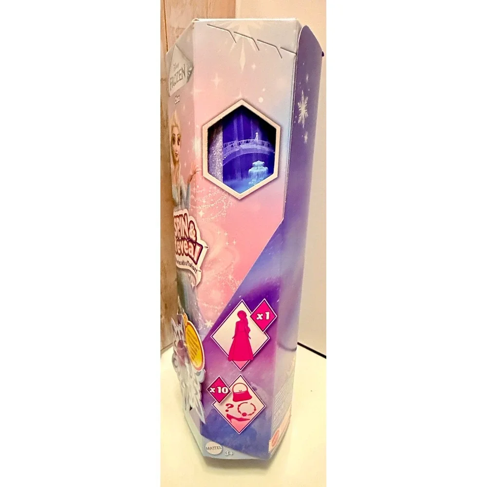 Mattel Disney Frozen Elsa Spin & Reveal Doll Kids Blue New 11 Surprises‎